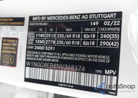 2022 Mercedes-Benz Glc 300 4Matic Suv z USA, uszkodzony, nr VIN W1N0G8EB8NV368174